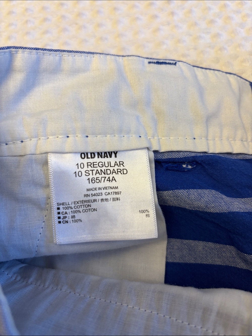 Old Navy Size 10 Royal & Light Blue Striped Shorts Classic Chino Preppy - Picture 8 of 14